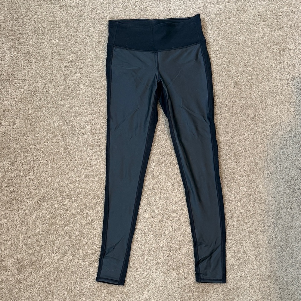 Athleta High-Waist Faux Leather Front Black Active Leggings